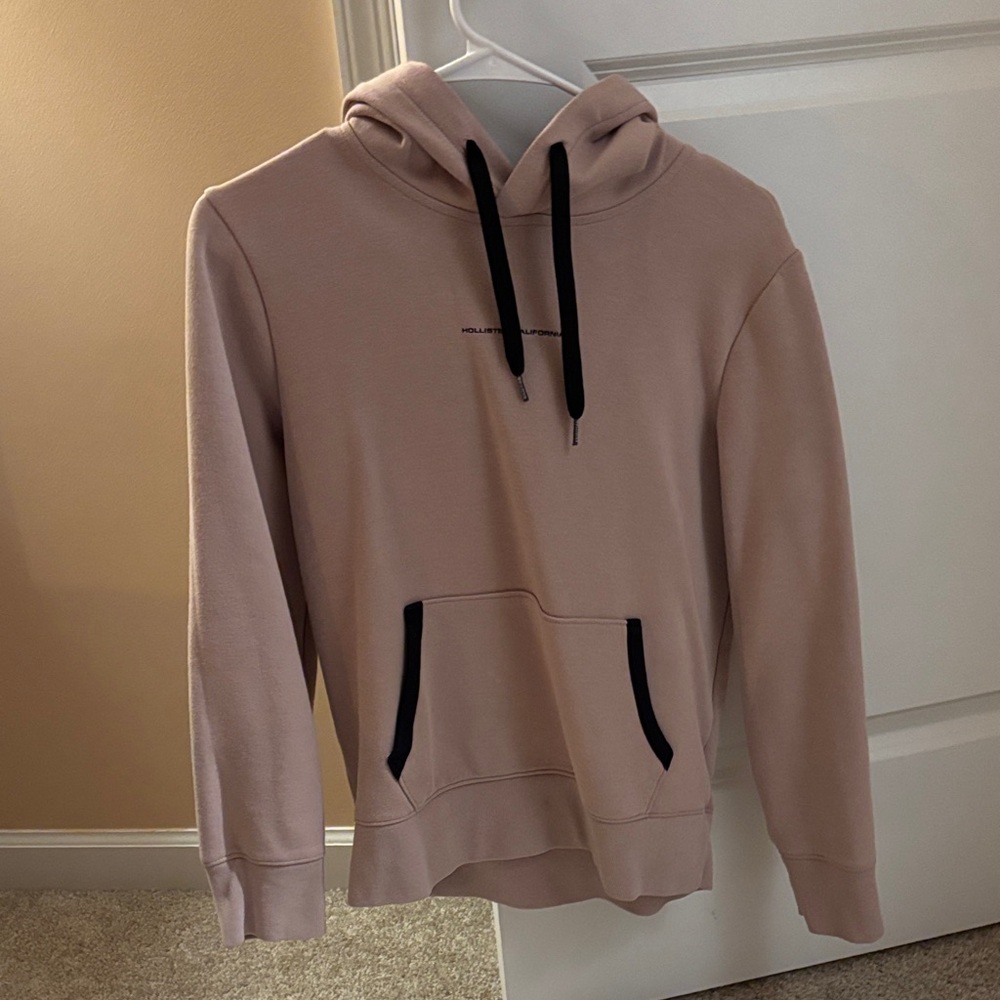 Hollister Men's Hoodie - Blush with Black Details